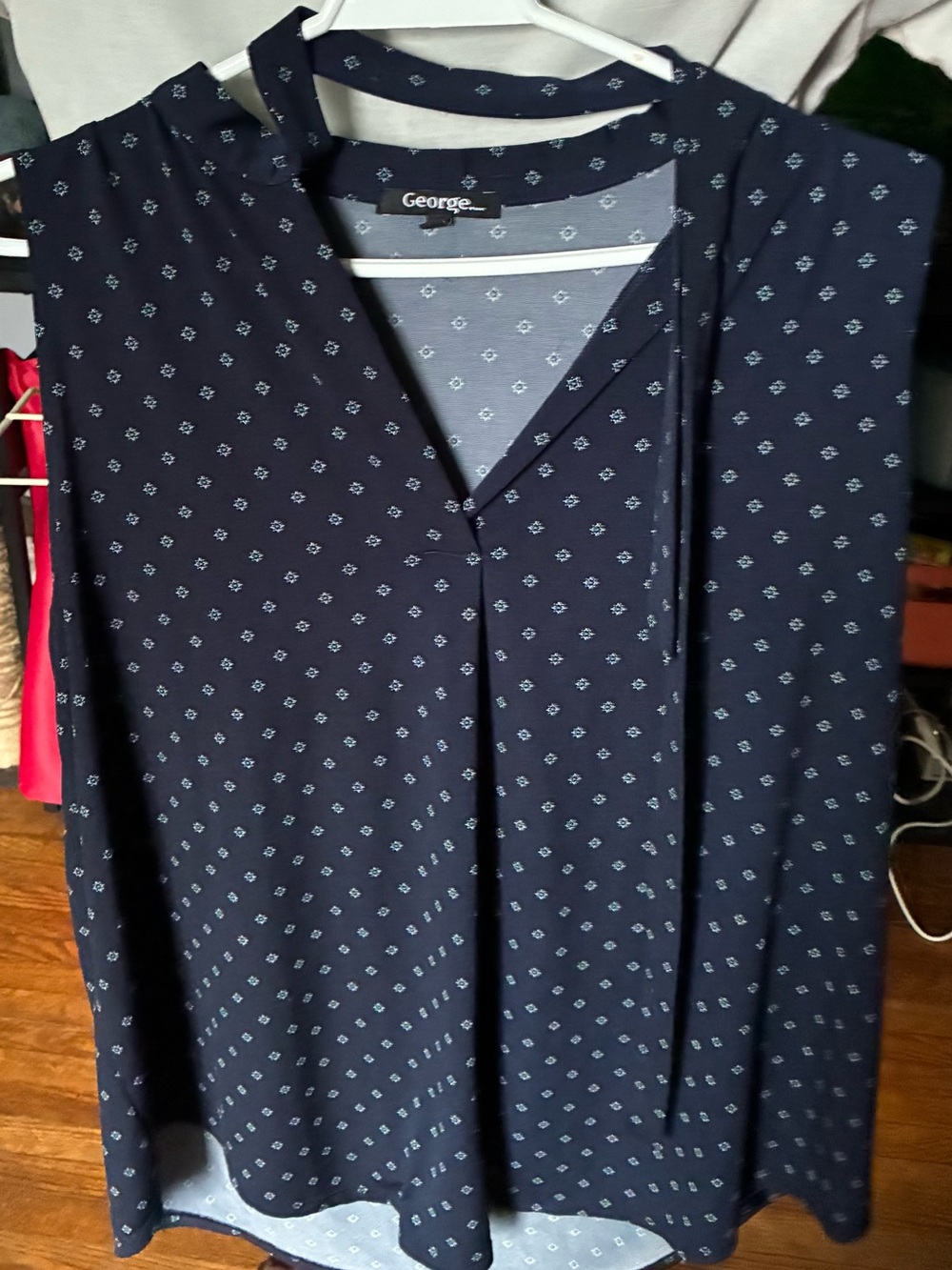 George Navy Printed V-Neck Blouse